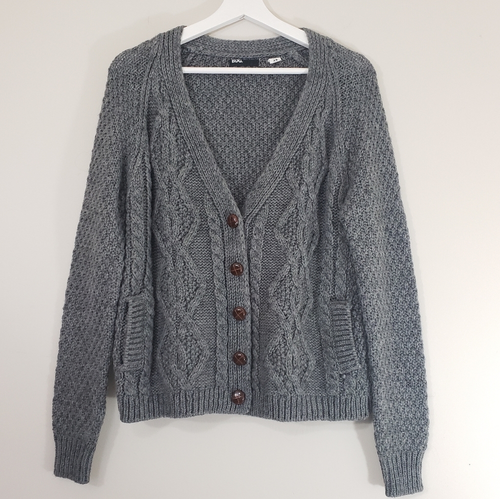 BDG. Cardigan Sweater Button Gray Size Extra Small